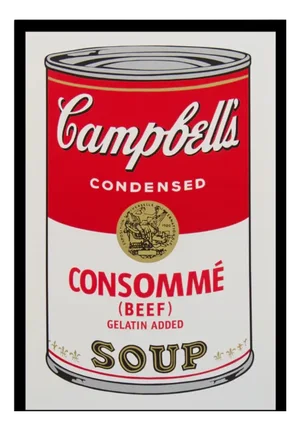 Sunday B. Morning after Andy Warhol, Campbells Consomme Soup, Silkscreen Print, Framed