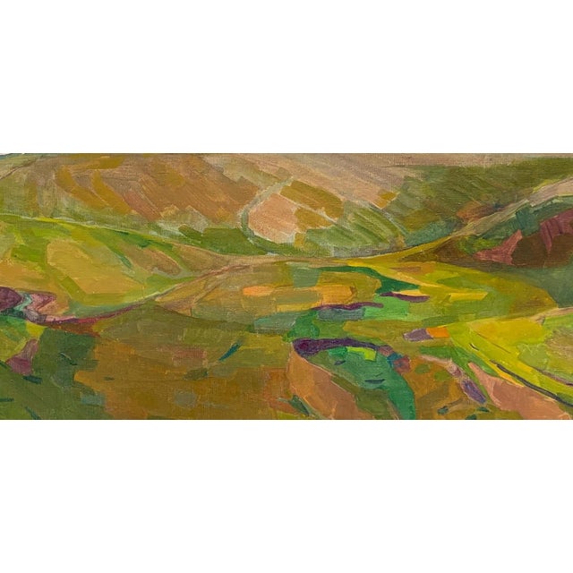 Vintage Landscape Oil Painting, Village on Hill, Signed Impressionist Art 72-150 For Sale - Image 6 of 6