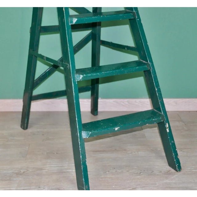 Forest Green Painted Ladder, 1960s For Sale - Image 8 of 14