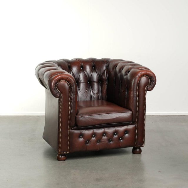 English Cowhide Chesterfield Club Lounge Chair For Sale - Image 13 of 13