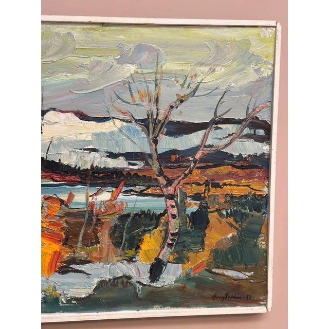 Harry Sahlin, Autumn Shore, 1973, Oil on Panel, Framed For Sale - Image 8 of 18