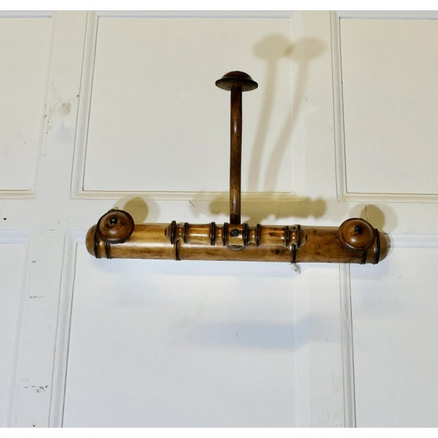 Wood French Simulated Bamboo Hat and Coat Wall Rack For Sale - Image 7 of 8