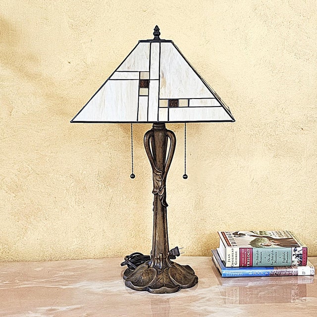Mission-Style Tiffany Stained Glass Table Lamp by K L Lighting For Sale - Image 17 of 18