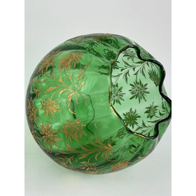 Edelweiss Bohemian Art Glass Rose Bowl, Optic Ribbed For Sale - Image 4 of 9