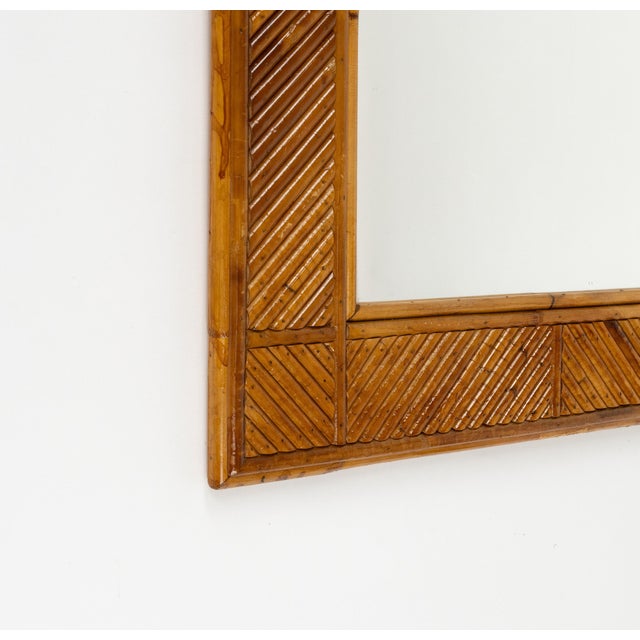 Mid-Century Rattan and Bamboo Wall Mirror attributed to Vivai Del Sud, Italy, 1970s For Sale - Image 6 of 10