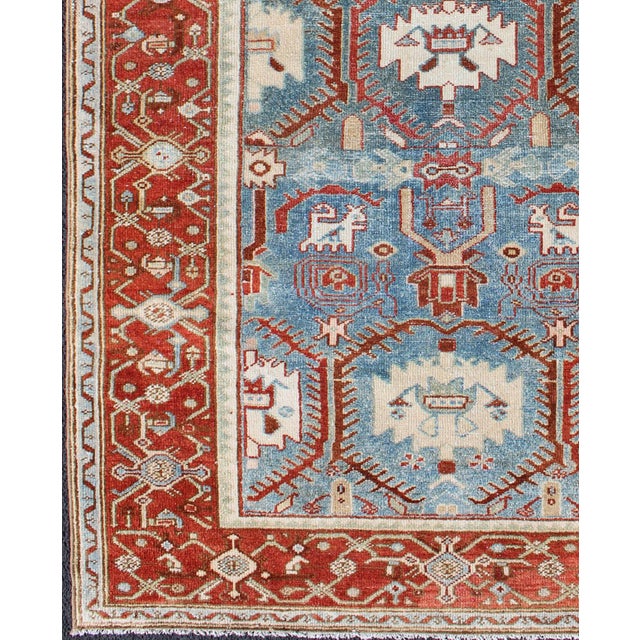 Blossom design Persian Malayer antique rug in red, blue, and ivory tones. Keivan Woven Arts / rug en-176571, country of...