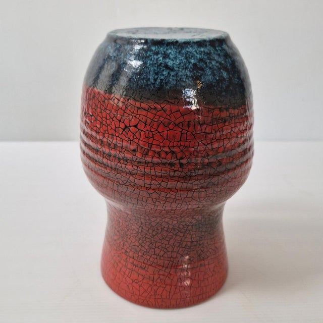 Vintage Crackle Glaze Ceramic Vase from Accolay, 1960s For Sale - Image 9 of 14