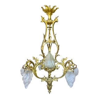 Late 19th Century Belle Epoque Gilt Bronze Chandelier For Sale