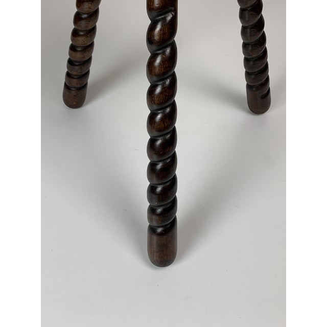 Mid-Century Modernist French Brutalist Wood Turned Tripod Stools, 1950s, Set of 2 For Sale - Image 12 of 18