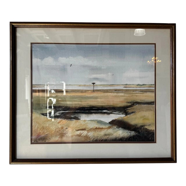 1980's Vintage B. Mills Florida Landscape Watercolor Painting, Framed For Sale