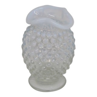 Fenton French Glass Hobnail Opalescent Small Vase Clear White Fluted Rim 4771b For Sale