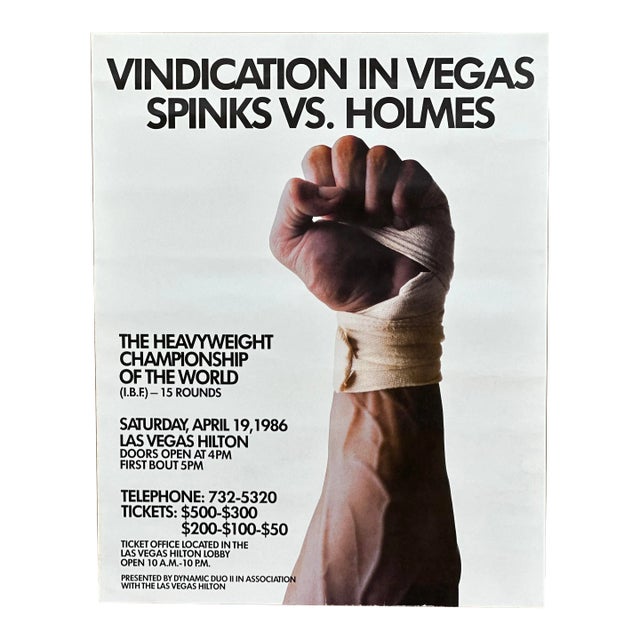 Original 1986 Vindication in Vegas Spinks vs. Holmes Heavyweight Boxing Fight Poster For Sale