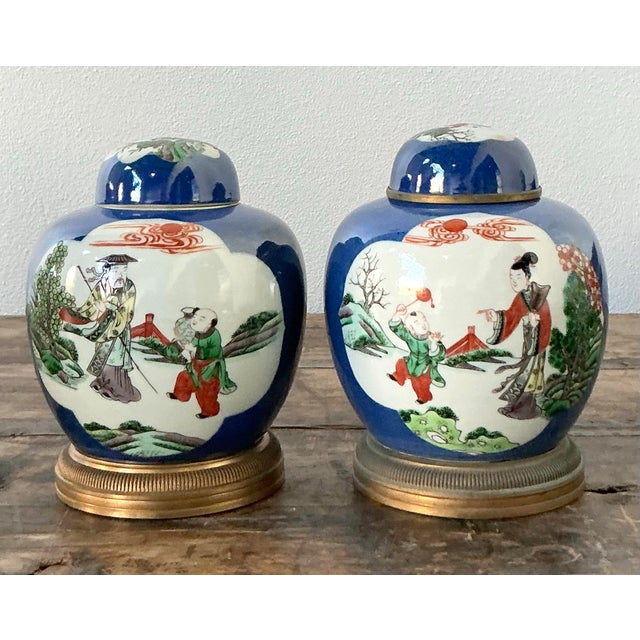 Vintage Asian Famile Verte Lidded Ceramic Jars - A Pair For Sale - Image 9 of 12