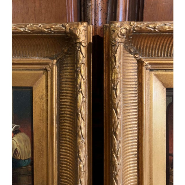 Mid 19th Century Pair of 19th Century Flemish Tavern Scene Oil Paintings on Copper For Sale - Image 5 of 12