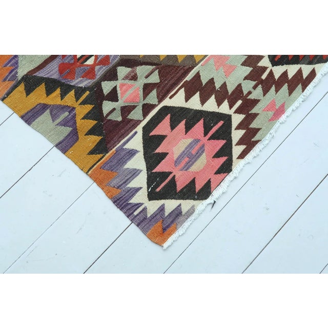 1960s 1960s Vintage Turkish Kilim Rug For Sale - Image 5 of 13