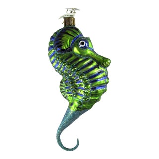 2002 Neiman Marcus Blown Glass Seahorse Christmas Ornament For Sale