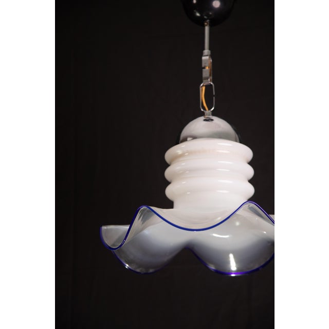 Blue Midcentury Murano Blue and Trasparent Pendant, 1980s For Sale - Image 8 of 10
