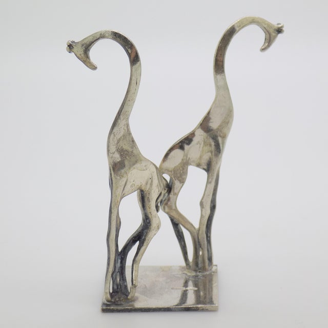 Vintage Italian Handmade Genuine Silver Giraffes Figurine, 1980s For Sale - Image 4 of 10