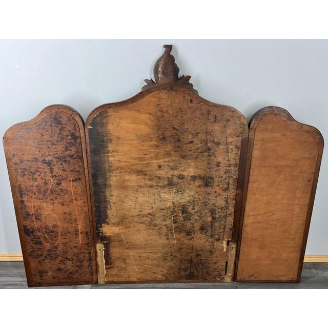 Antique French Rocaille Style Carved Oak Wall Mirror For Sale - Image 10 of 11