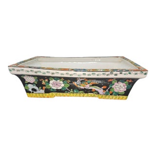 Vintage Japanese Ceramic Rectangular Planter or Bonsai Tray For Sale