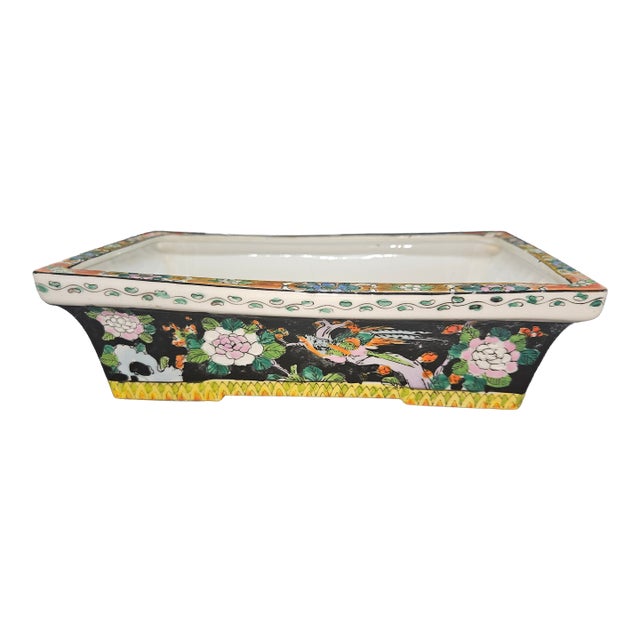 Vintage Japanese Ceramic Rectangular Planter or Bonsai Tray For Sale