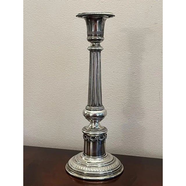 Metal Italian Silver Candleholder, 1980s For Sale - Image 7 of 7