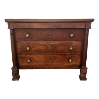 French 19th Century Empire Solid Walnut Chest of Drawers / Commode For Sale