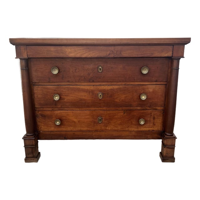 French 19th Century Empire Solid Walnut Chest of Drawers / Commode For Sale