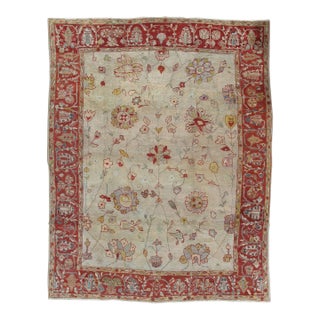Antique Persian Sultanabad Carpet, Handmade Oriental Rug, Light Blue, Ivory, Red For Sale