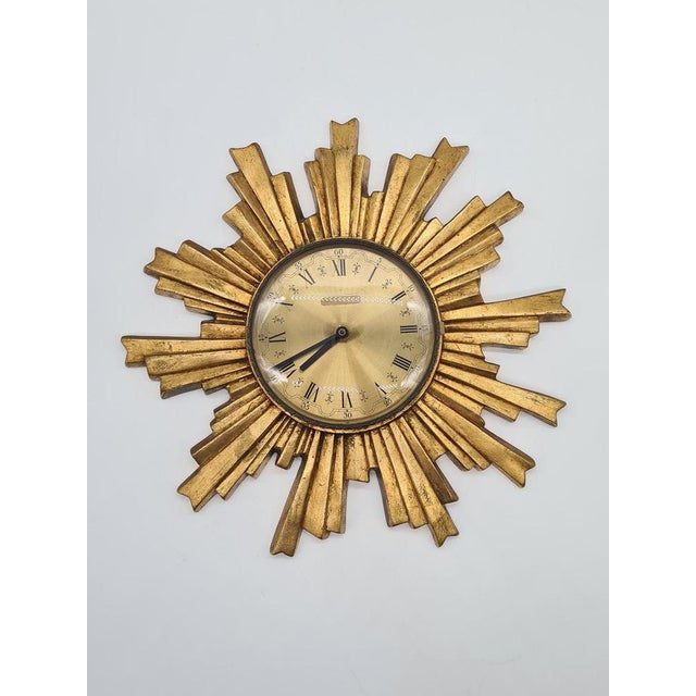 Mid-Century Modern Electrica Sunburst Wall Clock, 1960s For Sale - Image 3 of 11