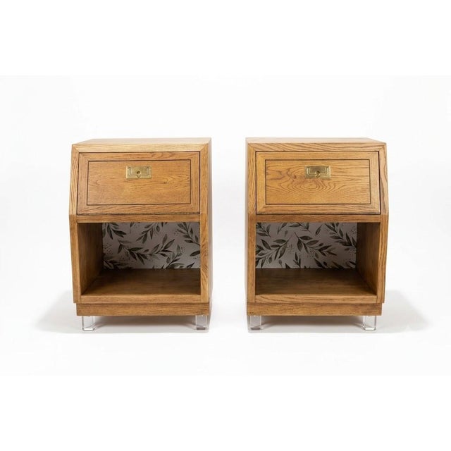 Brown 1970s Henredon Campaign Pair of Nightstands For Sale - Image 8 of 9