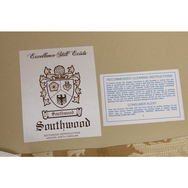 Southwood Gold Damask Camelback Sofa For Sale - Image 17 of 18