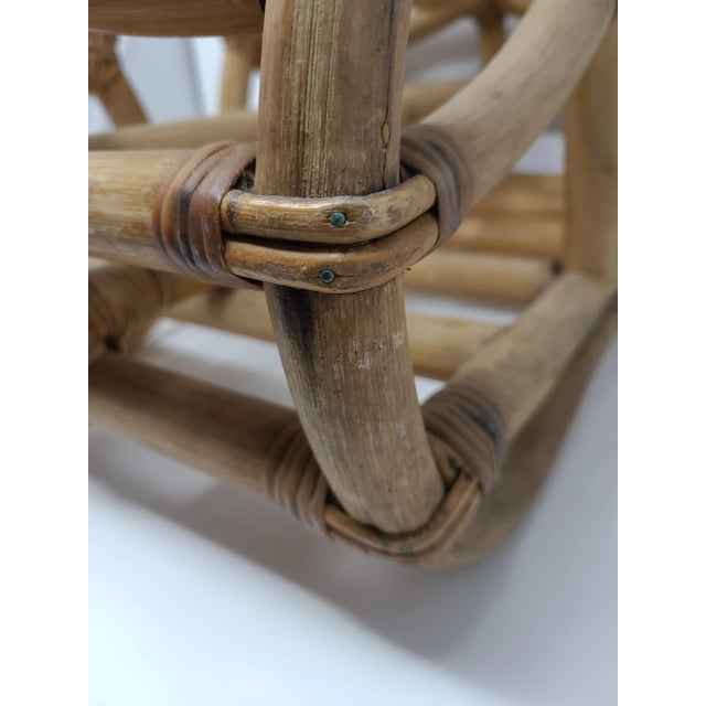 Calif-Asia Vintage Rattan Magazine Rack Fretwork 2 Slots Boho Chic For Sale - Image 10 of 13