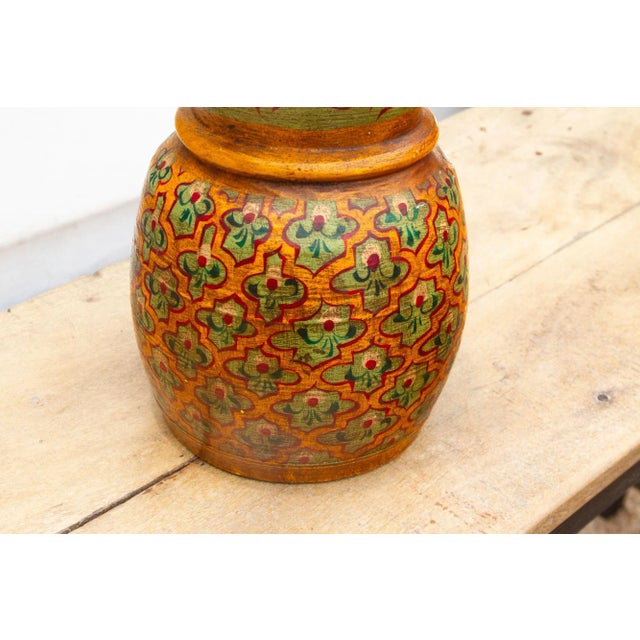 Antique Wooden Hand-Painted Desert Bloom Vase For Sale In Los Angeles - Image 6 of 8