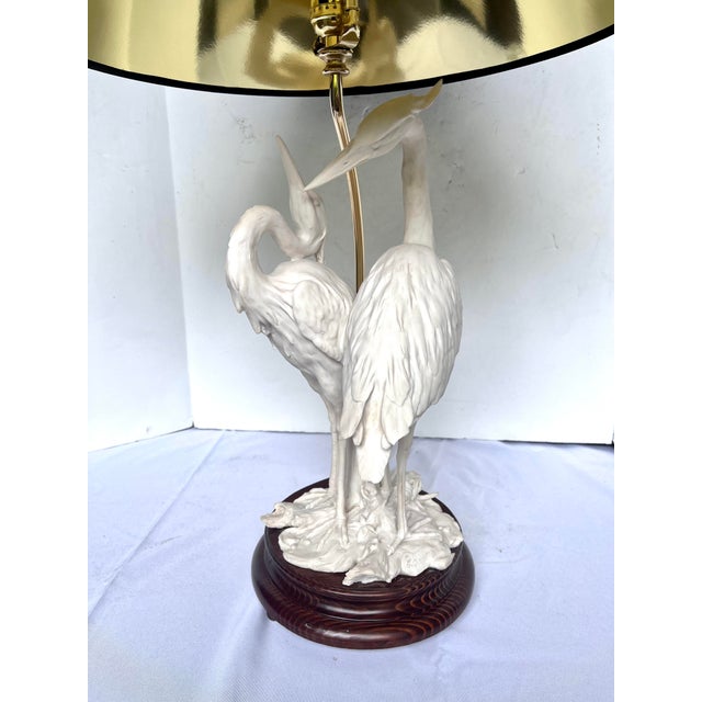 Vintage Giuseppe Armani Porcelain Heron Table Lamp - Hollywood Regency For Sale - Image 10 of 18