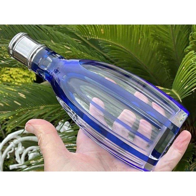 Baccarat Cobalt Cut-to-Clear Crystal and 950 Silver Liqueur Set, 1910, Set of 7 For Sale - Image 10 of 16