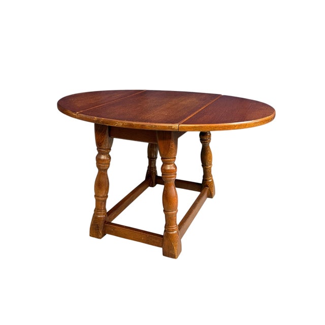 Antique Miniature Oak Drop-Leaf Table Featuring Traditional Turned Baluster Legs, 1940 For Sale - Image 4 of 15