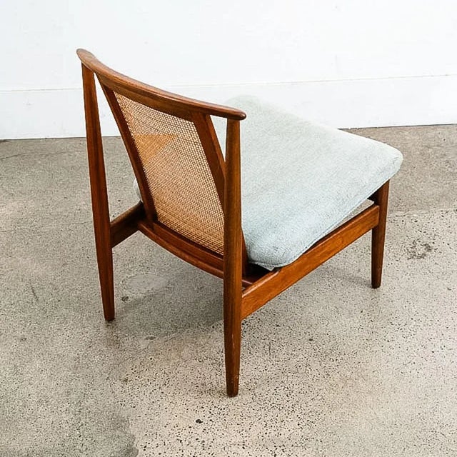 DUX Mid Century Danish Modern Lounge Chair Folke Ohlsson Dux Sweden Cane Back Walnut For Sale - Image 4 of 11