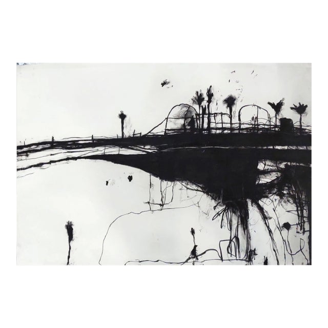 Contemporary Abstract Charcoal on Paper Painting "The Palms #4" by Robert Baribeau For Sale