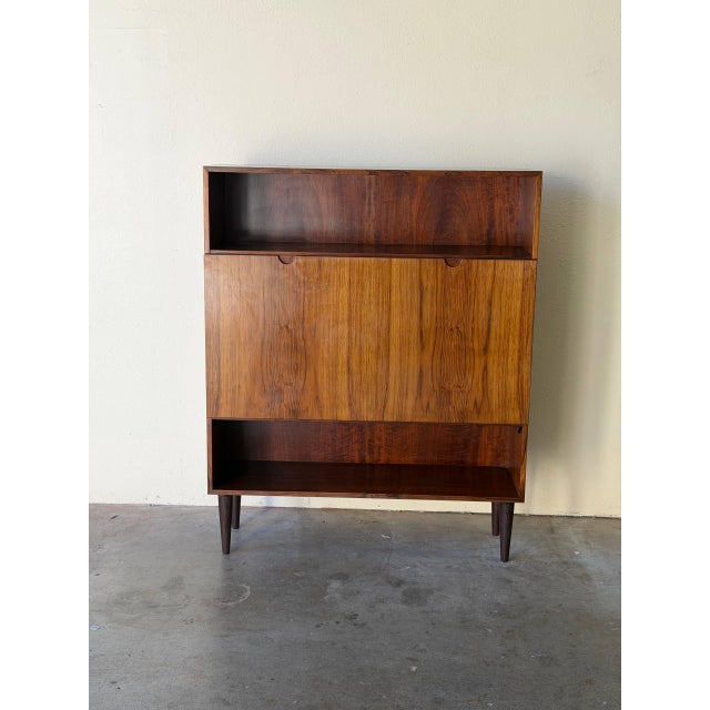 Mid-Century Modern Vintage Danish Rosewood Drop Front Cabinet by Bramin – Mid Century Modern Bar For Sale - Image 3 of 10