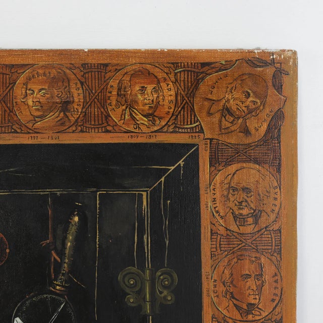 Vintage Trompe l'Oeil Americana Oil Painting With Presidential Border For Sale In New York - Image 6 of 9