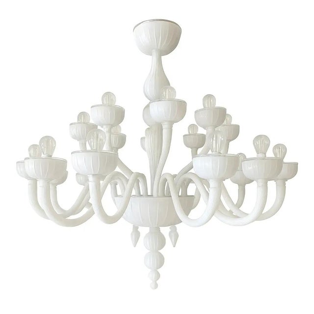 Italina White Murano Style Glass Chandelier by Simoeng For Sale - Image 6 of 7