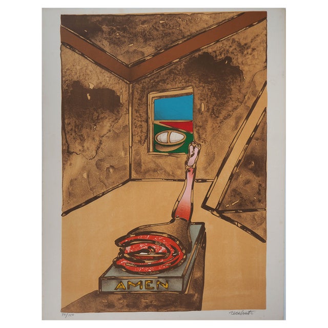 Antonio Recalcati, Surrealist Amen, Original Lithograph For Sale