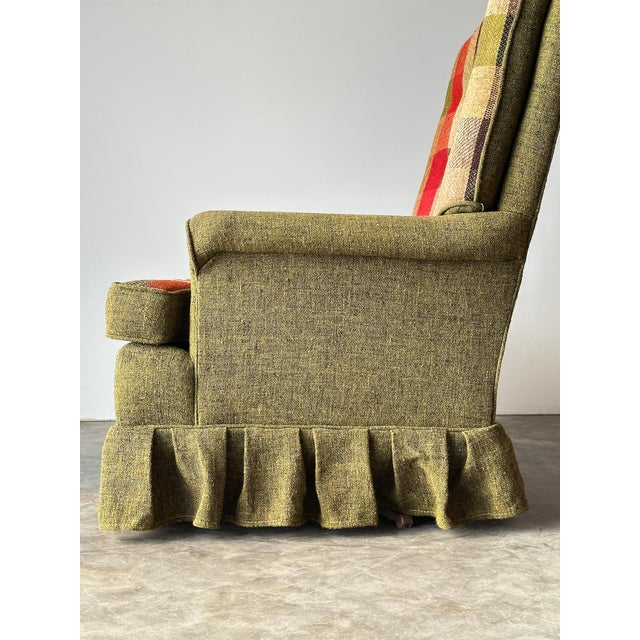 Olive Tweed Swivel Rocker With Patchwork Plaid Upholstery, 1970s For Sale - Image 12 of 18