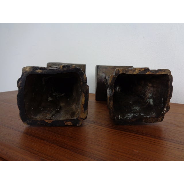Large Brutalist Bronze Candleholder, 1960s, Set of 2 For Sale - Image 12 of 16