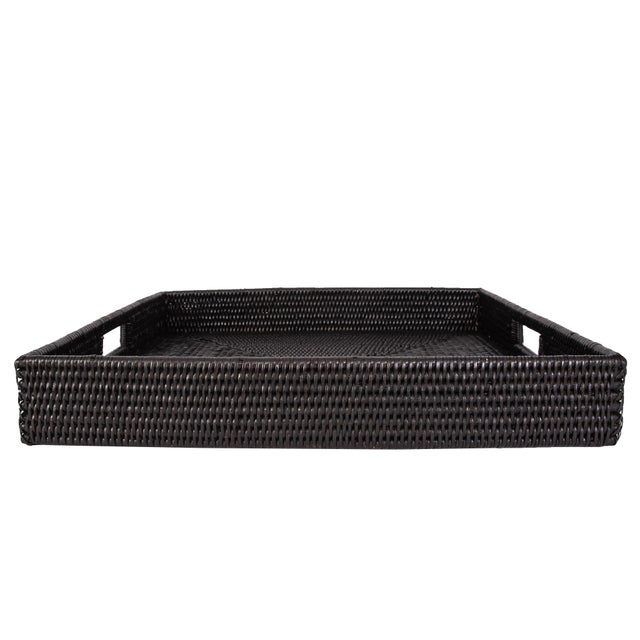 Boho Chic Artifacts Rattan Square Tray For Sale - Image 3 of 7