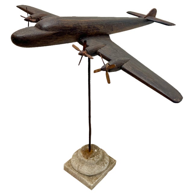 Handmade Oak Hercules C-130 Airplane on Stand, 1950s For Sale