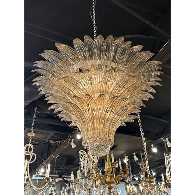 2000 - 2009 Murano Fume Glass "Palmette" Chandelier For Sale - Image 5 of 5