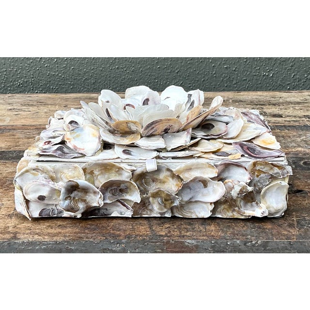 Vintage Oyster Shell Encrusted Box For Sale In West Palm - Image 6 of 12