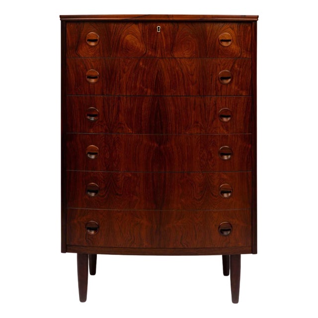Danish Mid-Century Six Drawer Rosewood Tallboy Dresser 1960s For Sale